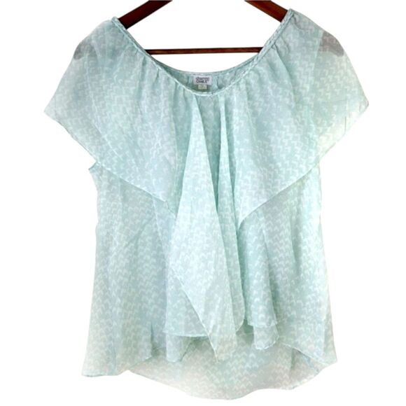 Charming Charlie Sheer Ruffled Blouse with Flutter Sleeves Sz M - Picture 3 of 12